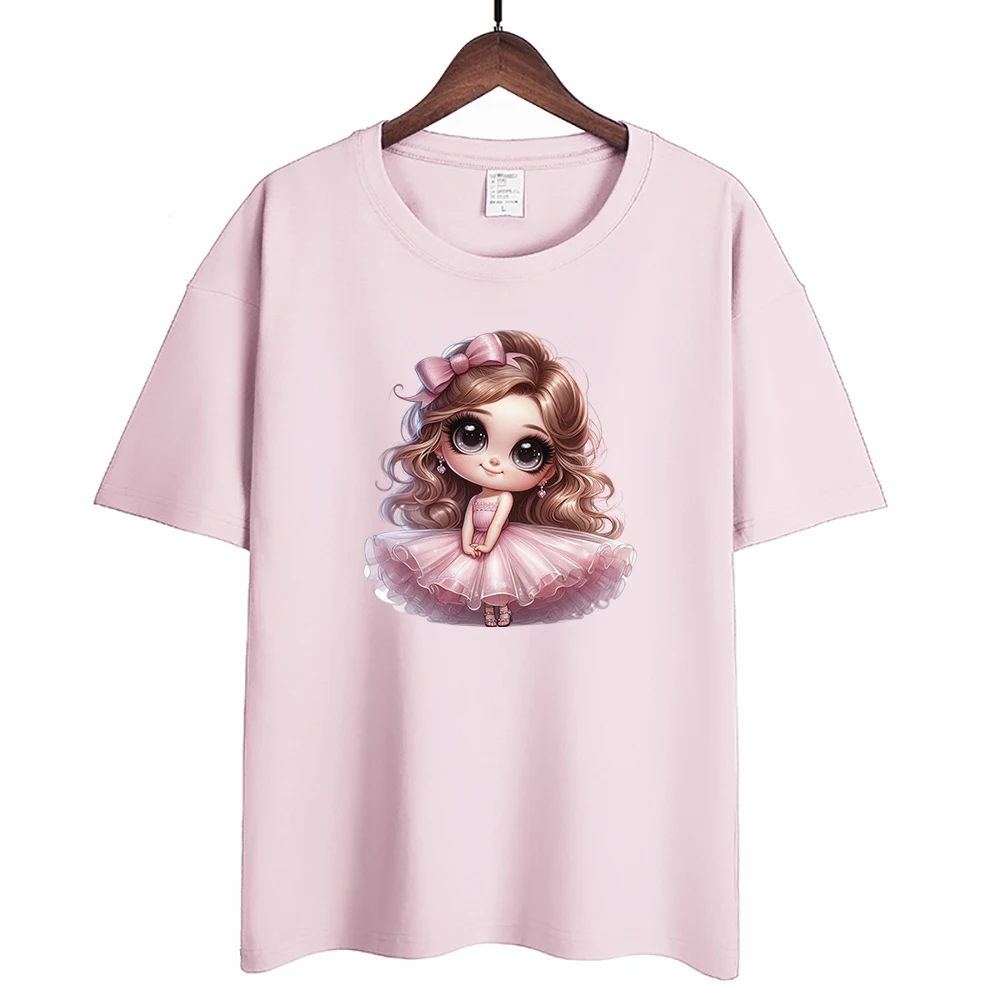 15cm Kid Pink Princess Girl Iron On Heat Transfer Stickers For Clothes DTF Pinted Vinyl Thermal Appliques Washable T-Shirt Decal