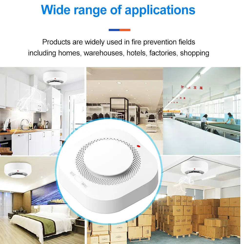 Tuya Wifi Rookmelder Sensor 90DB Alarm Fire Smart Rookmelder Wifi Brandbeveiliging Home Security Alarm Smart Life APP