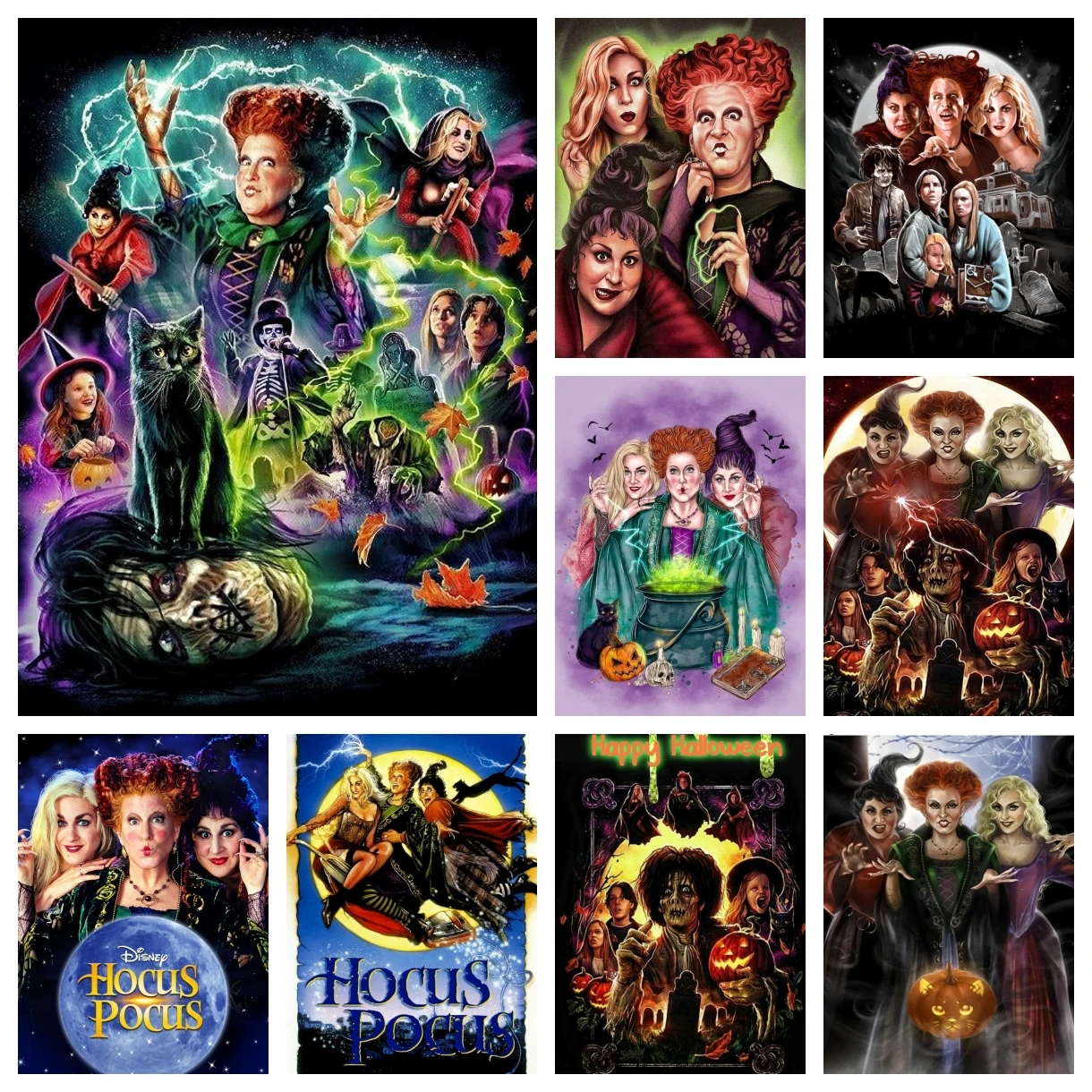 

Hocus Pocus Halloween Horror Witch DIY Diamond Painting Disney Movie Cross Stitch Embroidery Craft Needlework Mosaic Home Decor