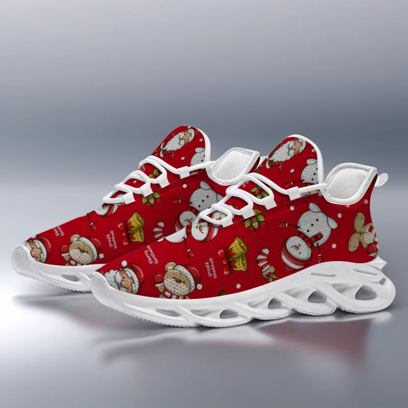 

Customized Red Christmas atmosphere casual sneakers for men and women, lightweight, breathable running shoes