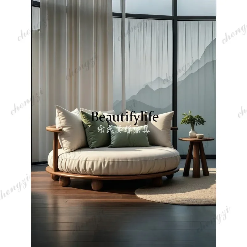 M02 Leisure sofa double living room antique solid wood creative round single small sofa