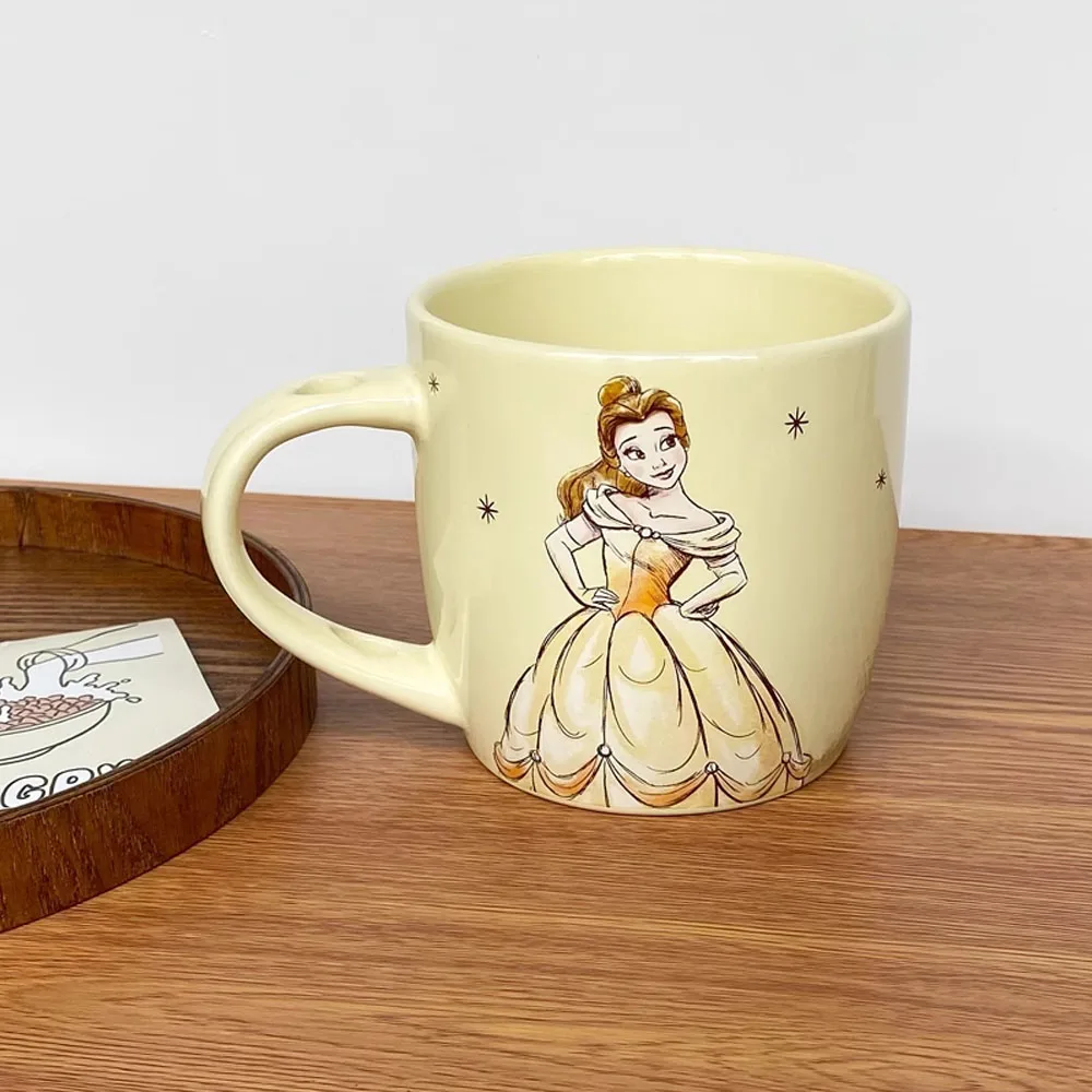 Disney Beauty and the Beast Coffee Cup Action Figure Toys Cartoon Belle Prince Adam Disney Cute Mug Cup Ceramic Mugs Kids Gifts