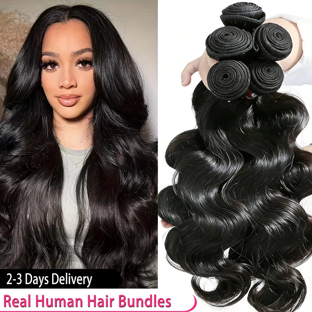 3 4 paquets vierge brésilienne armure lâche vague de corps paquets Real tissage cheveux humains bruts brésilienne 40 pouces naturel noir humain Extensions qualité paquets femme naturelle