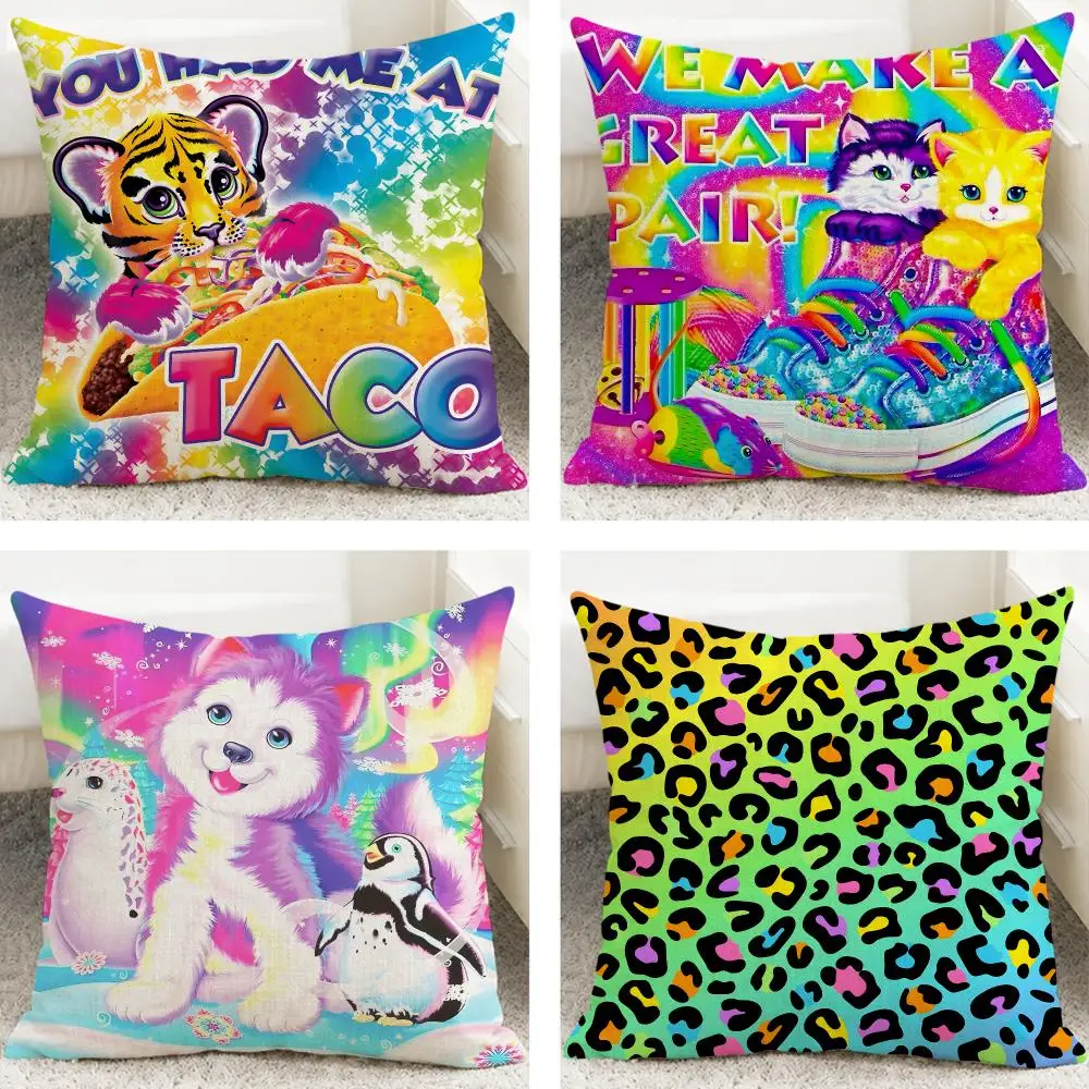 Brand Lisa Frank Cushion Cover Cushion Covers Natural Linen Breathable Sofa Bedroom Decor Pillowcase
