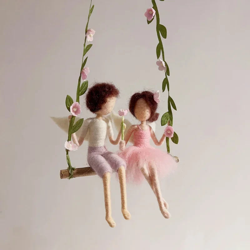 Couple's Style Sheep Felt Poked Handmade DIY Material Package Swing Flower Rattan Pendant Car Decoration Send Girlfriend Gifts