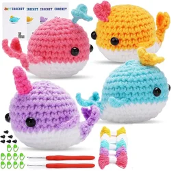 2/3/4Pcs Colorful Whale Crochet Kit Beginner Crochet Kit Cute Crochet Starter Kit Stitch Marker Complete Crochet Set