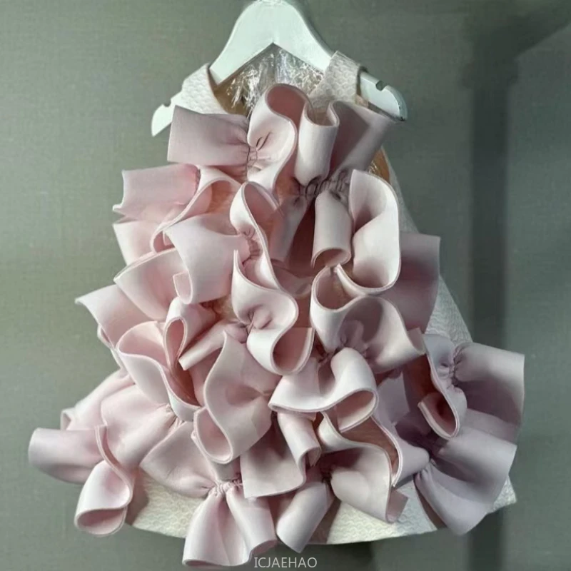 

Teen Girl Clothes Children Flower Girl Wedding Dress Birthday Party Pageant Host Performance Outfit Costume Bow Simple Kids