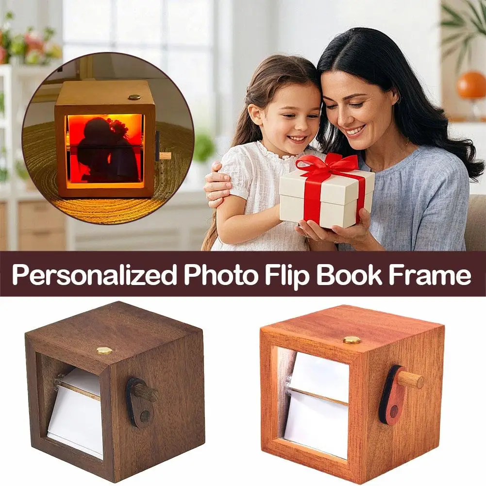 Luminous Photo Flip Book Hand Crank Memory Album for Couples Personalized Mother's Day Gift & Romantic Anniversary Keepsake