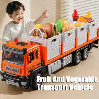 1:32 Fruit and Vegetable Transport Vehicle Toy Models Metal Diecast Container Trucks Toy…