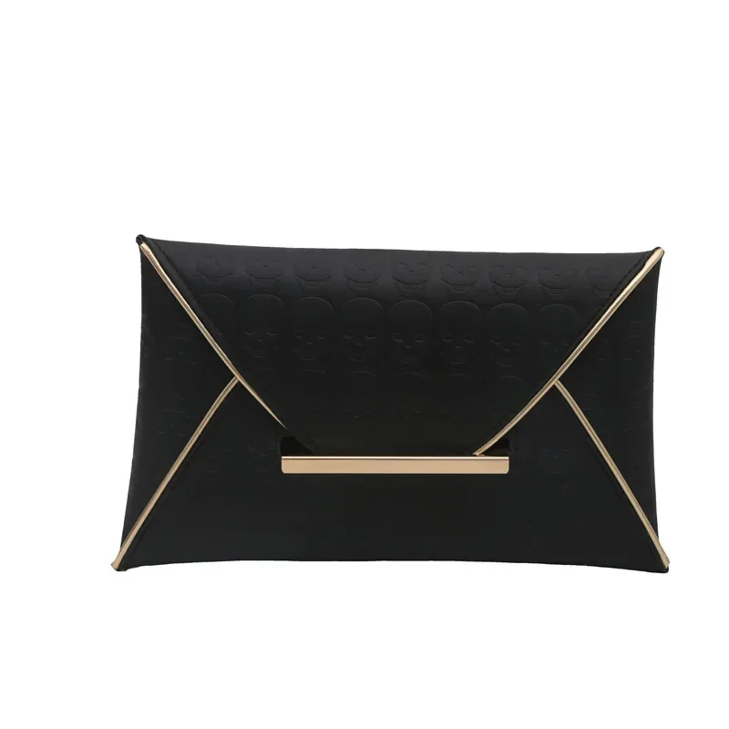 Pochette d'affaires en cuir verni brillant pour femme, simple, pince sous les bras