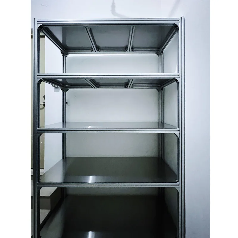 

Complete set of aluminum profiles floor-to-ceiling multi-layer shelves, black board display racks, storage display cabinet racks