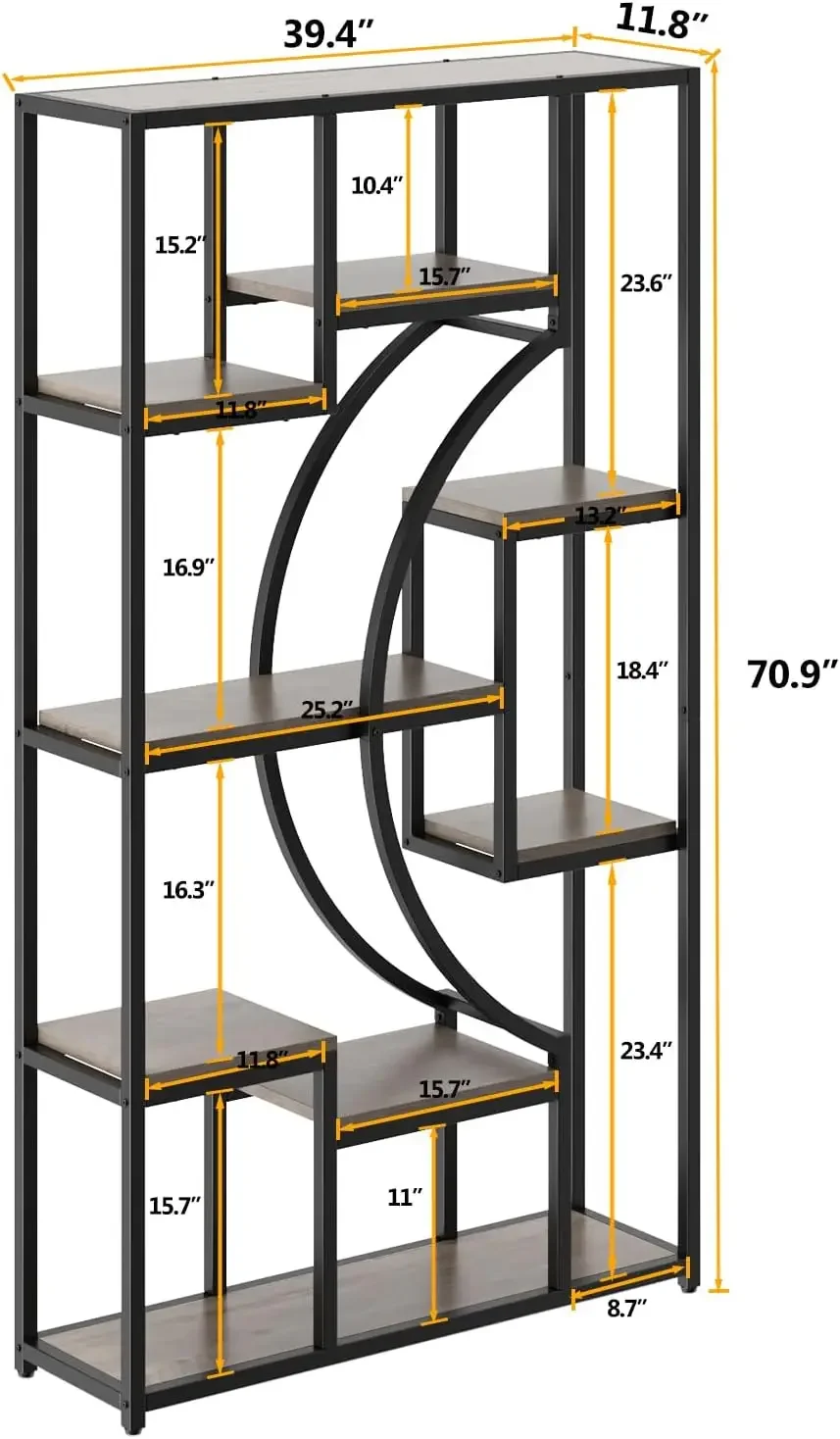 70.8 in Tall Book Shelf for Living Room, Set of 2 Display Shelves with 18 Open Storage Shelves, 79 in Wide Etagere Bookcase/Book