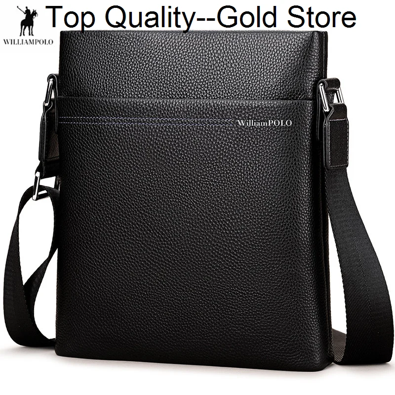 

WILLIAMPOLO Big Brand Luxury Designer Business Men's Shoulder Bag Genuine Leather Casual Fashion Crossbody s Travel Men