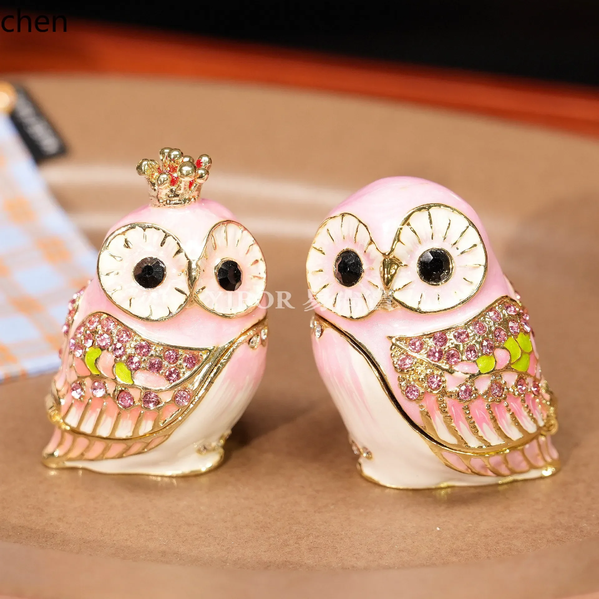 HT  Cross-Border Enamel Jewelry Box Crown Little Owl Home Decoration Storage Box Cartoon Craft Handmade