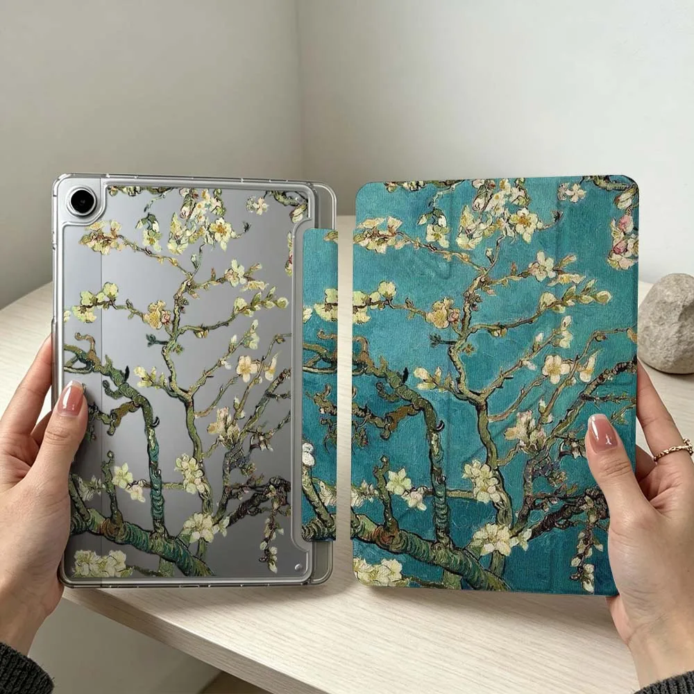 Art Apricot Blossom Pattern For Samsung Galaxy Tab S10 S9 S8 S7 S6 A11 A10 A9 FE Plus Lite Foldable 3Y Tablet Case Soft 6