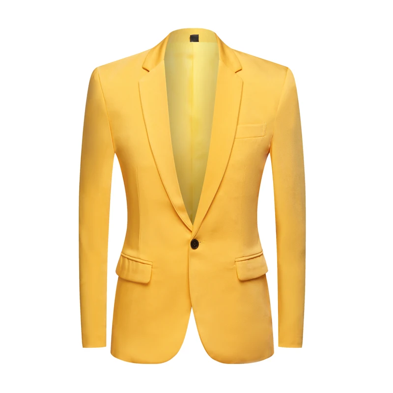 Men\'s Apple Green yellow  Pink Blue  Red Colorful Fashion Suit Jacket Wedding Groom Stage Singer Prom Slim Fit Blazers Coat