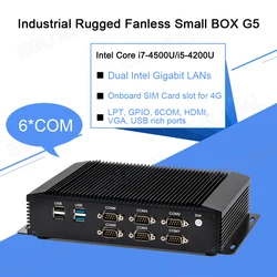 EGLOBAL industriel Mini PC Intel Core i7-4650U/i5-4200U touristes LAN 6 * COM Ordinateur de bureau Windows 10/Linux HDMI GPIO