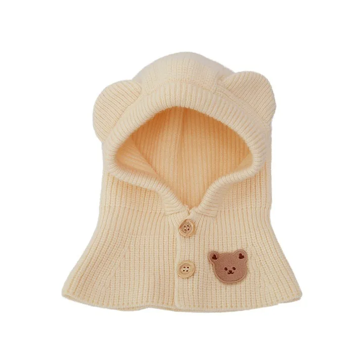 Baby wool hat cute bear ear protection hat children winter thickened warm knitted Korean version of the baby hat