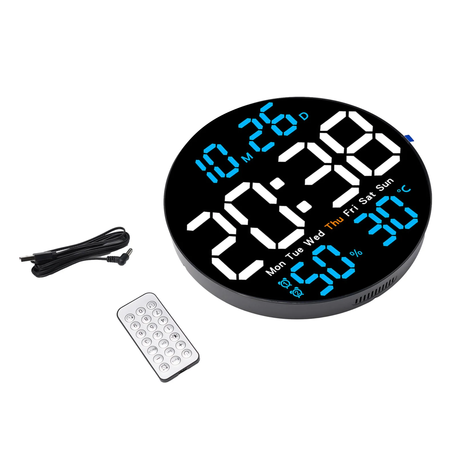 Sleek 10 Inch LED Digital Wall Clock with Alarm Functionality and Environmental Monitoring for Modern Living Spaces