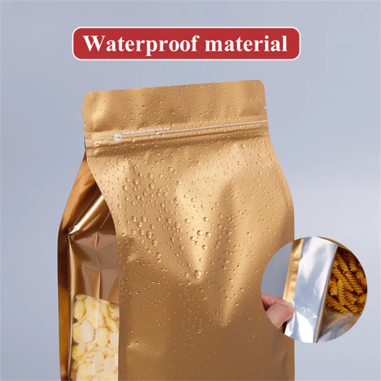 50PCS 3D Resealable Aluminum Foil Zipper Packaging Bags Stand Up Clear Window Coffee Spice Snack Sugar Nuts Heat Sealing Pouches