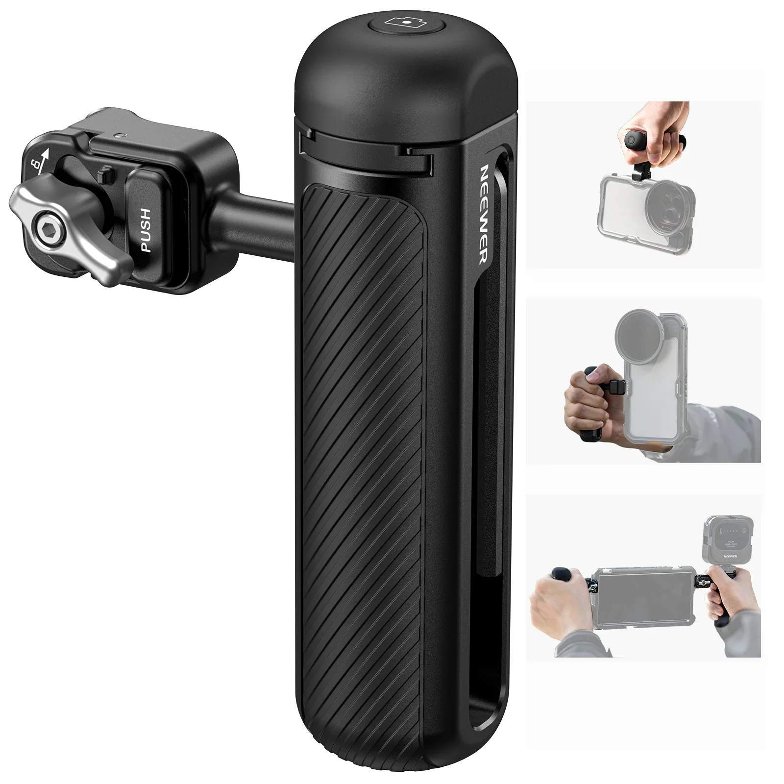 NEEWER PA045E Side Handle Built-in Bluetooth Remote Shutter, Ergonomic Hand Grip for Smartphone Video Cage Mobile Filmmaking