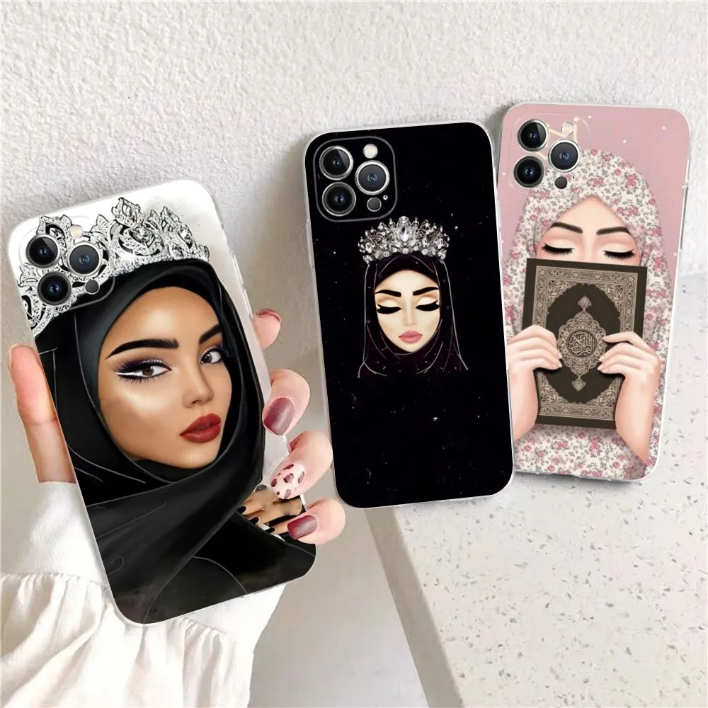 Muslim Arabic Hijab Girl Phone Case For iPhone 15 14 11 12 13 Mini Pro XS Max Cover 6 7 8 Plus X XR SE 2020 Funda Shell