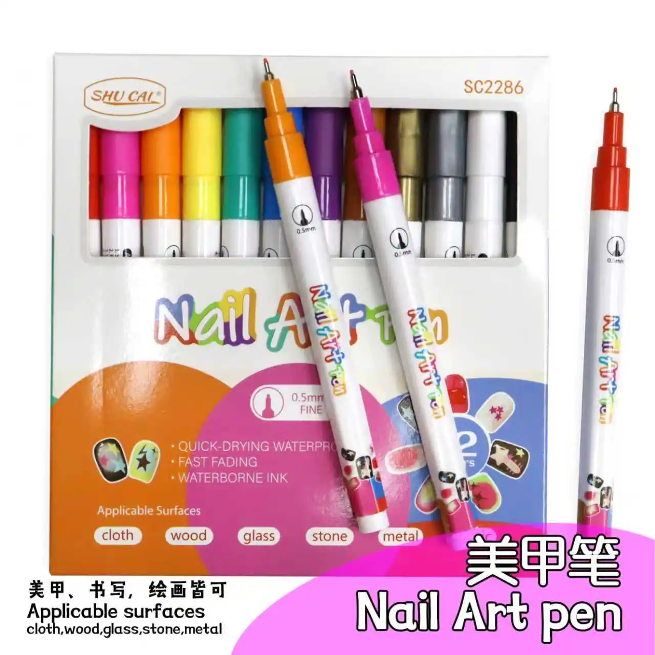 

12 Color Nail Art Pens Set, Nail Art Markers Polish Pens Nail Point Graffiti Dotting Pen Drawing Painting Liner Brush for DIY Na