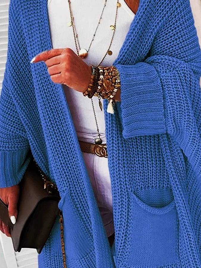 الخريف محبوك سترة المرأة المفتوحة سترة ركاب Sle فضفاض طويل رداء علوي غير رسمي حجم كبير ألياف البوليستر طويل Sve