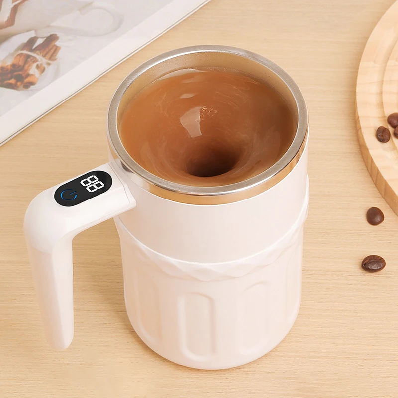 USB自動攪拌マグカップ 380ml、充電式バッテリー搭載スマート自動攪拌コーヒーカップ、304ステンレス鋼内側