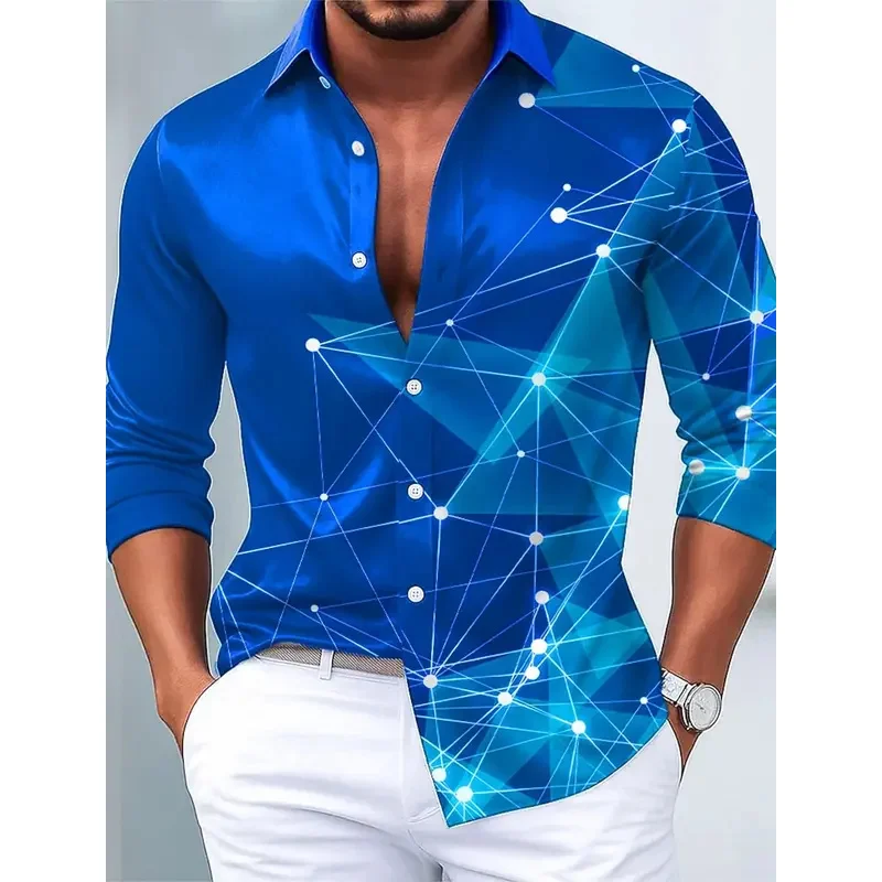 

Men's Geometric Galaxy Star Print Gradient Color Shirt 3D Printed Shirt Button Up Shirt Long Sleeve Shirt Street Blouse for Mens