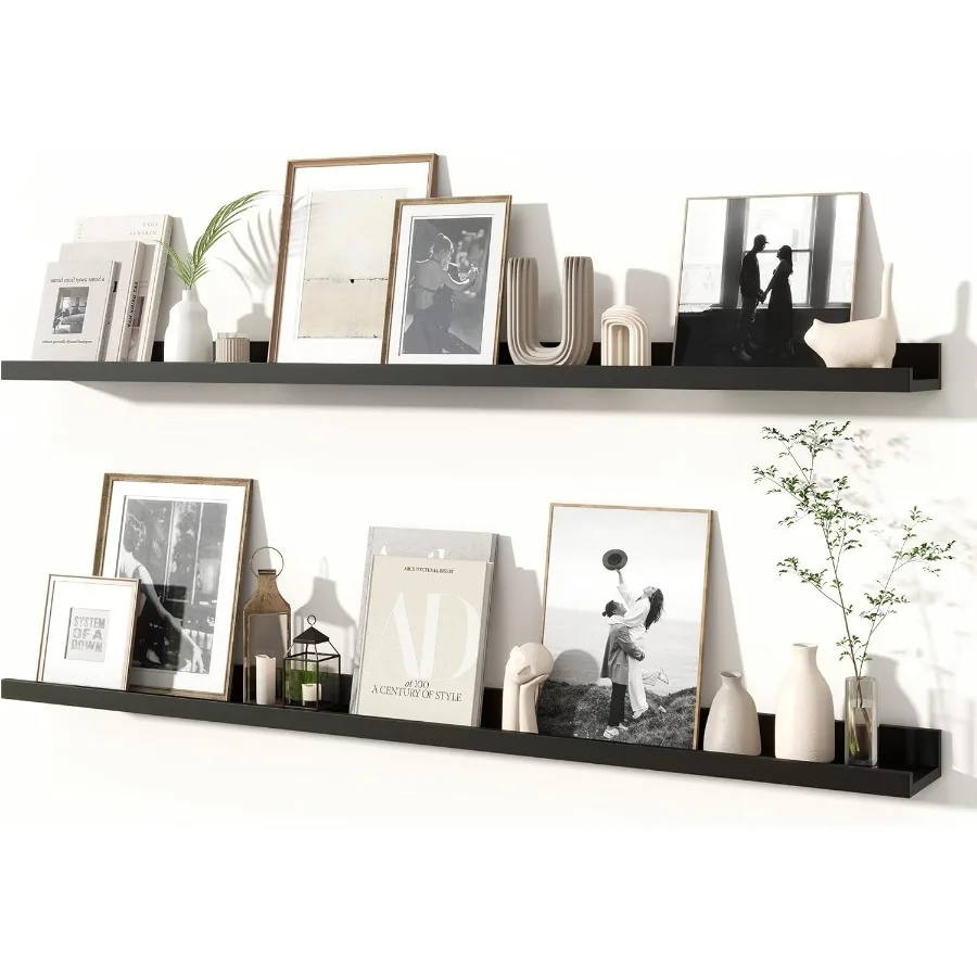 

Picture Ledge Shelves Set of 2 48 Inch Rustic Wall Mounted Floating Shelves with Lip for Home Storage and Dr in Bathroom Kitche