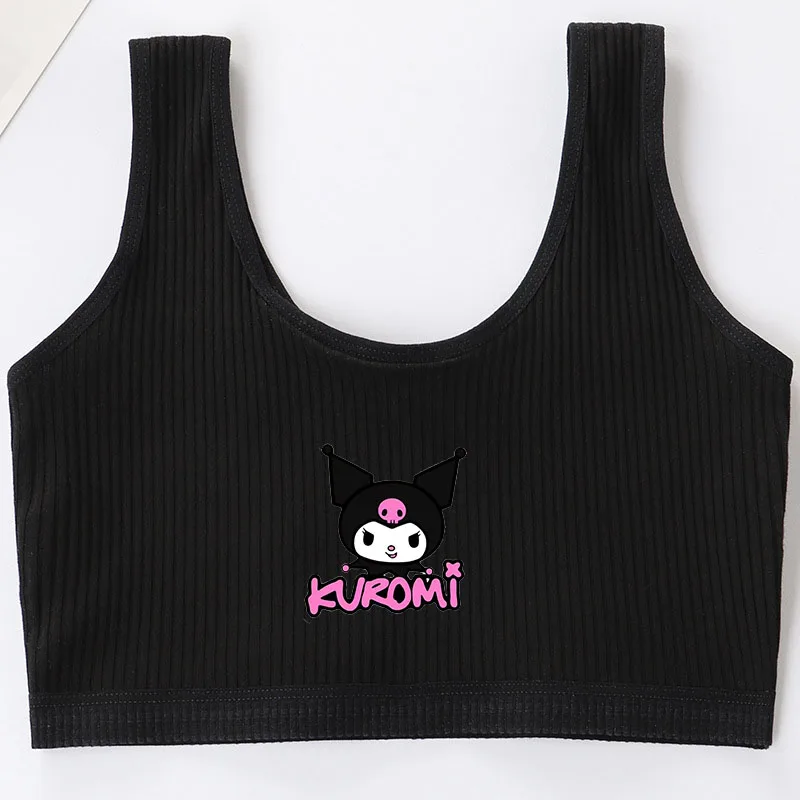 Kawaii Cinnamoroll Children's Cotton Bra Cartoon Hello Kittys Teenage Solid Tops Girl's Camisole Vest Underwear Adolescent Gift