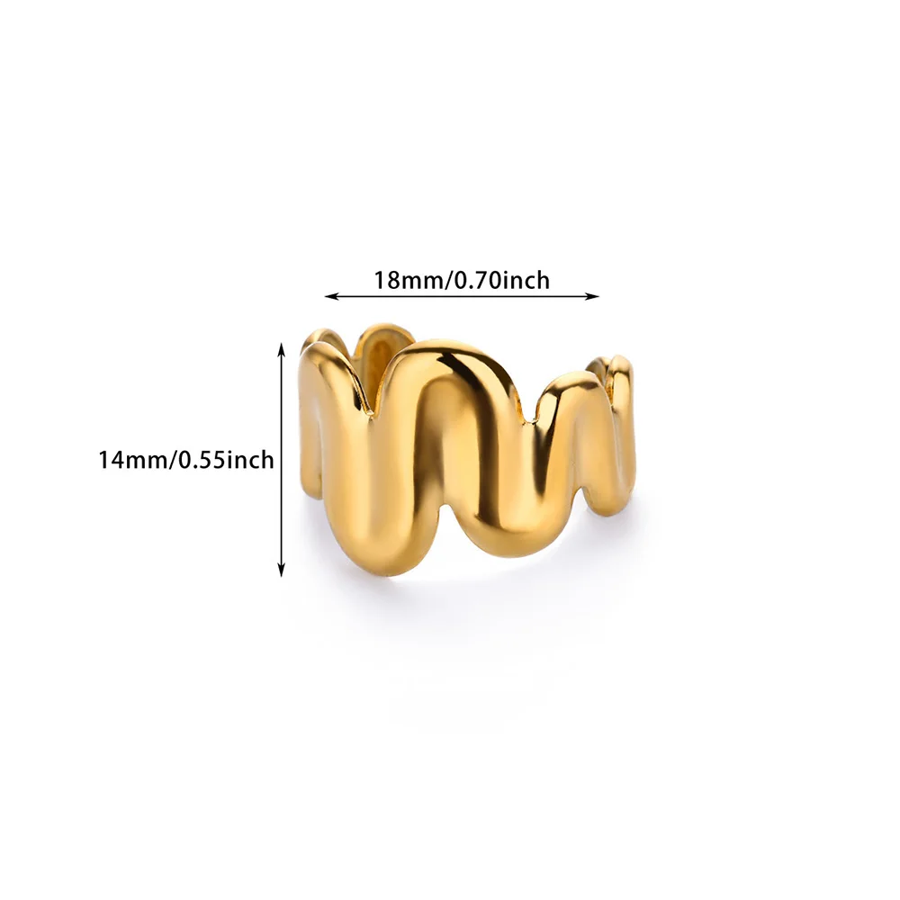 Bagues ondulées minimalistes en acier inoxydable pour femmes, plaqué or, bagues réglables, nouvelles tendances, accessoires de bijoux, 2025