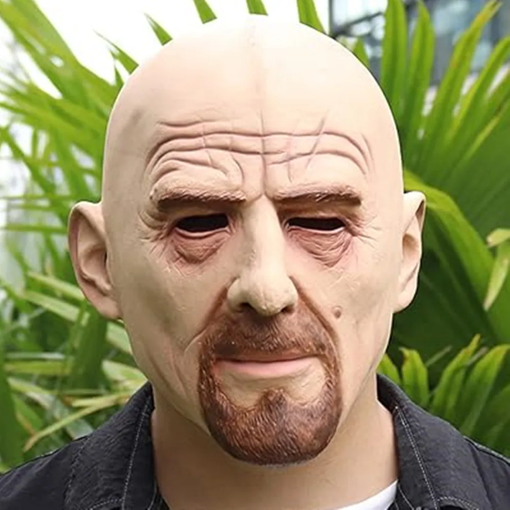 Realistic Latex Bald Man Mask for Adults, Full Head, Halloween Costume, Christmas Party Props