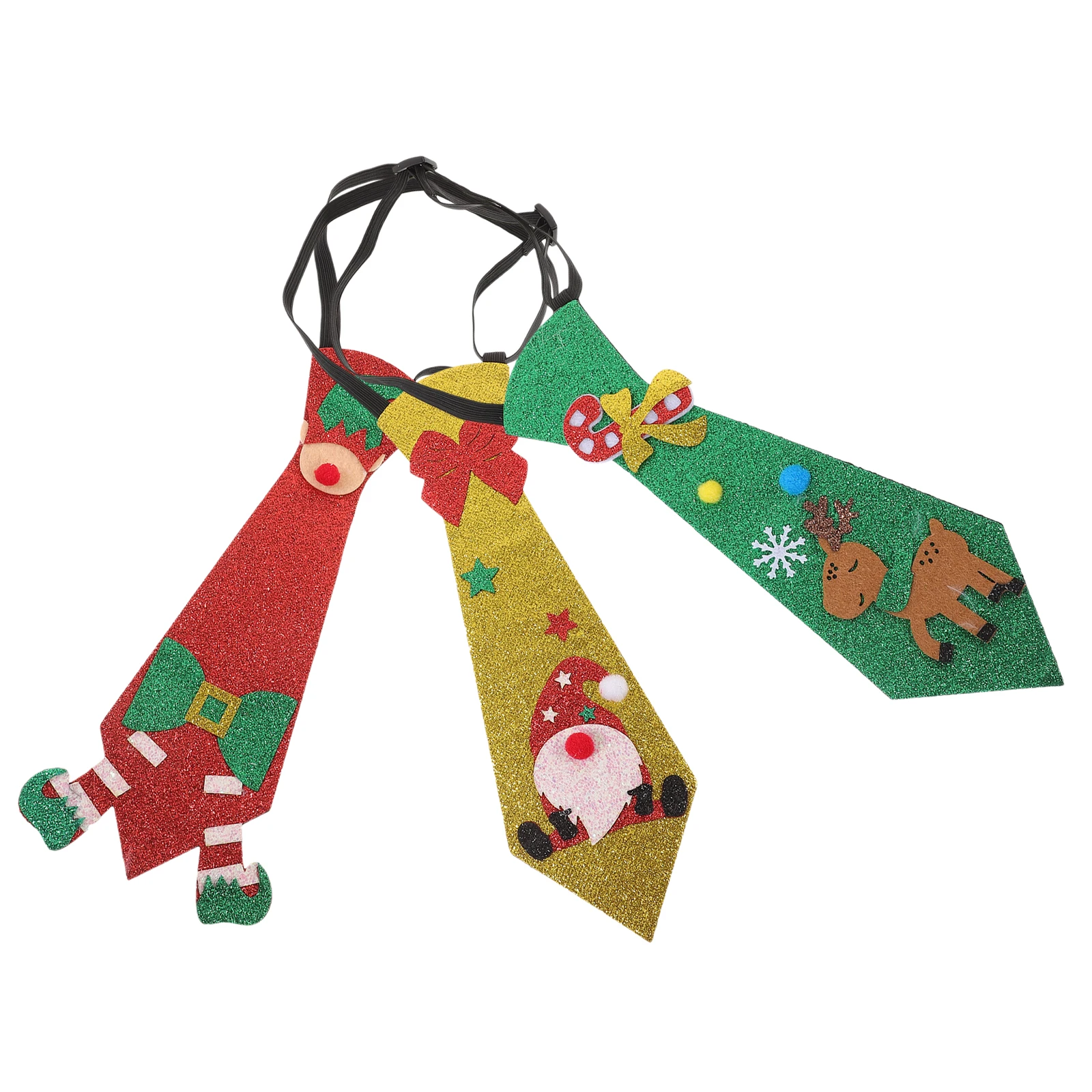 3 قطع من ربطات العنق اللامعة المزخرفة لعيد الميلاد، لوازم حفلات الأعياد، ربطة عنق احتفالية لديكور حفلات عيد الميلاد