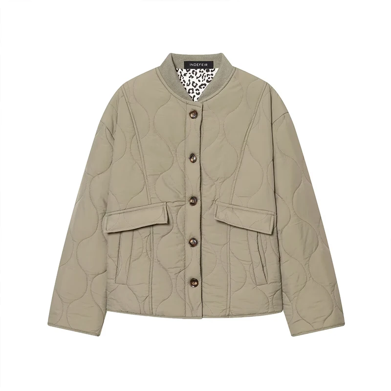 Dames herfst casual quilten katoenen jas met lange mouwen enkele rij knopen met zakken winter vintage losse warme korte parka jas ﻿