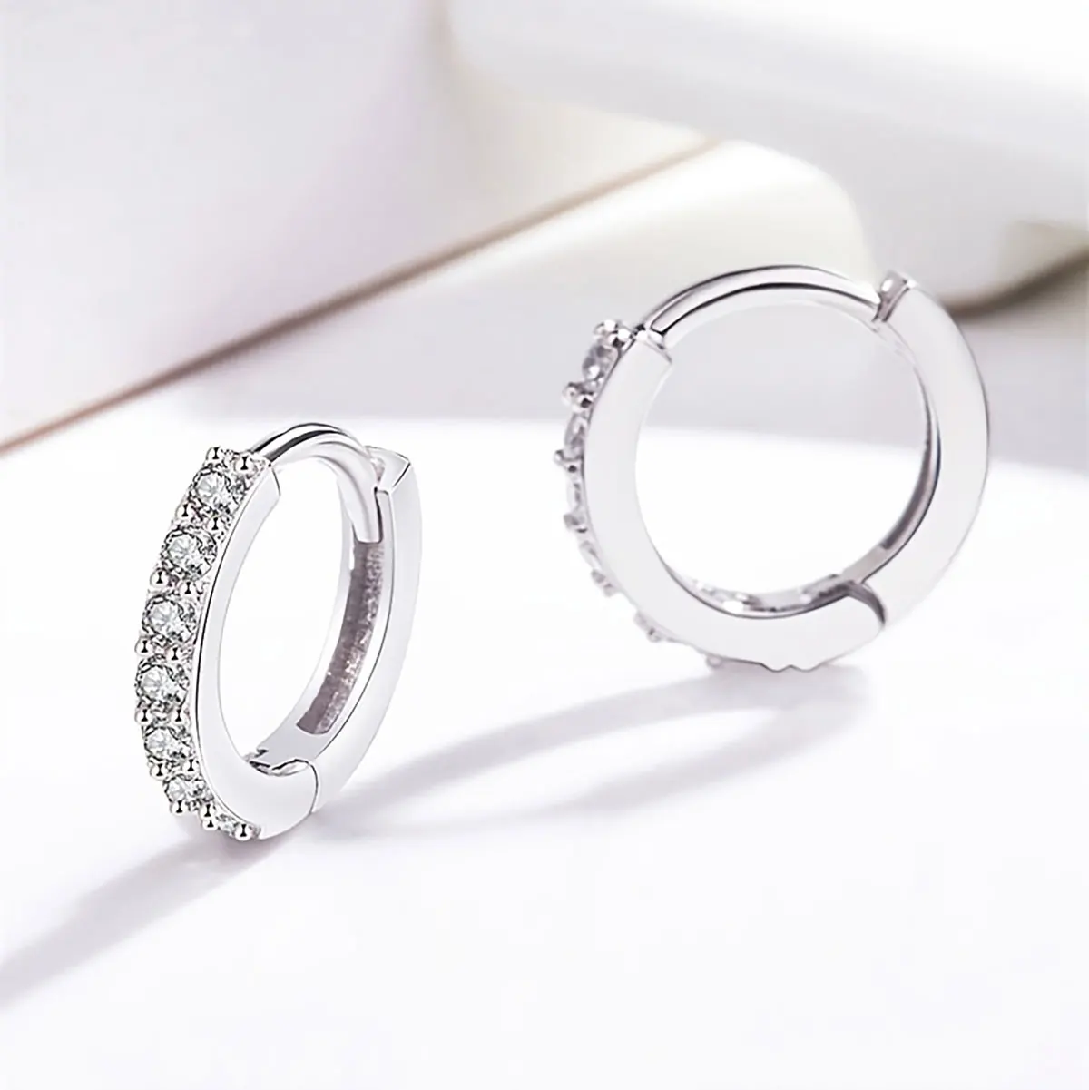 S925 Sterling Silver Pin Earrings Fashion Hoop Earrings White Gold Plated Earrings Nickel Free Earrings - Image 3