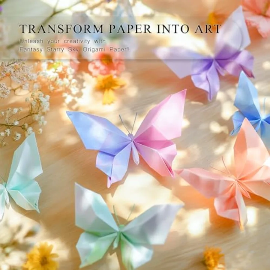 200 Sheets Origami Paper, Fantasy Starry Sky Origami Paper Double Sided, 10 Designs Origami Kit Squares for Scrapbook Decor, Fo