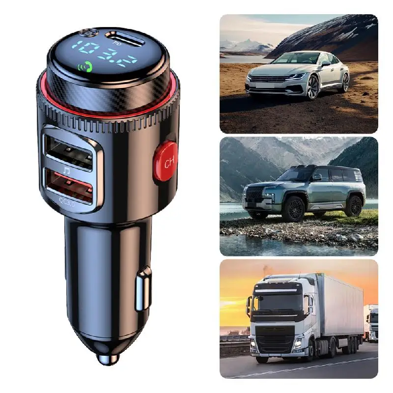 Car Bluetooth-Compatible Adapter Wireless FM Transmitter Dual Fast Charger Supports Hands-free Google Assistant And USB Drive