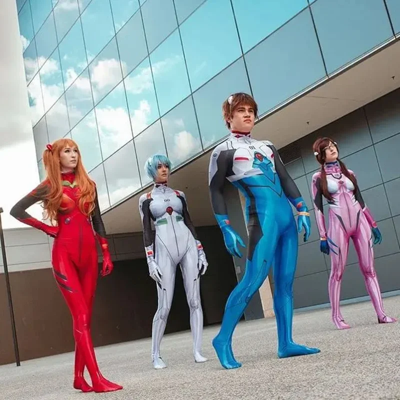 

Adults Anime Asuka Langley Soryu Mari Rei Ayanami Cosplay Costume Asuka Test Jumpsuits Zentai Suit Halloween Bodysuit