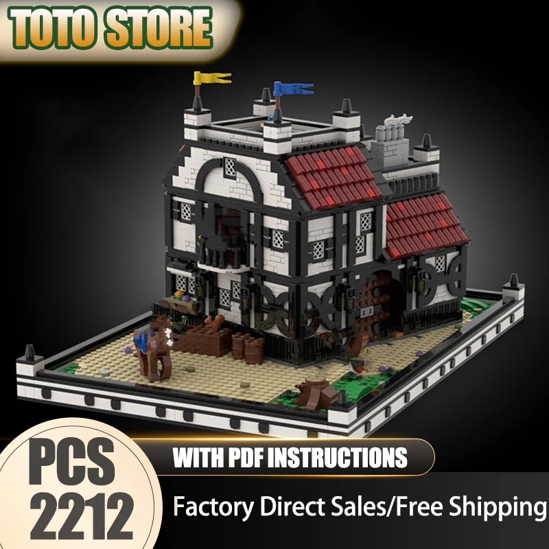 Moc اللبنات وحدات الحانة والمنتزل-قرية القرون الوسطى ديوراما الطوب نموذج لتقوم بها بنفسك تجميع لعبة البناء هدايا العيد #1