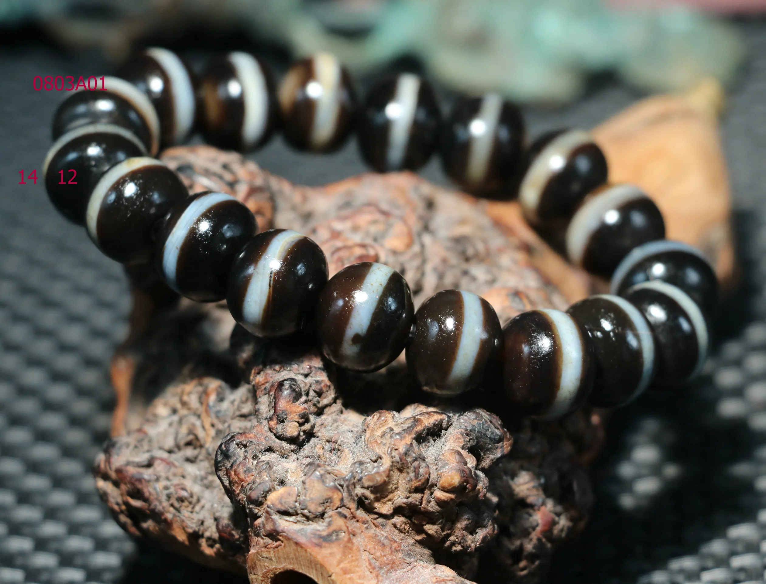 

Healing Energy Tibetan Top old Agate 1 Line Medicine Abacus dZi Bead Bracelet K Talisman