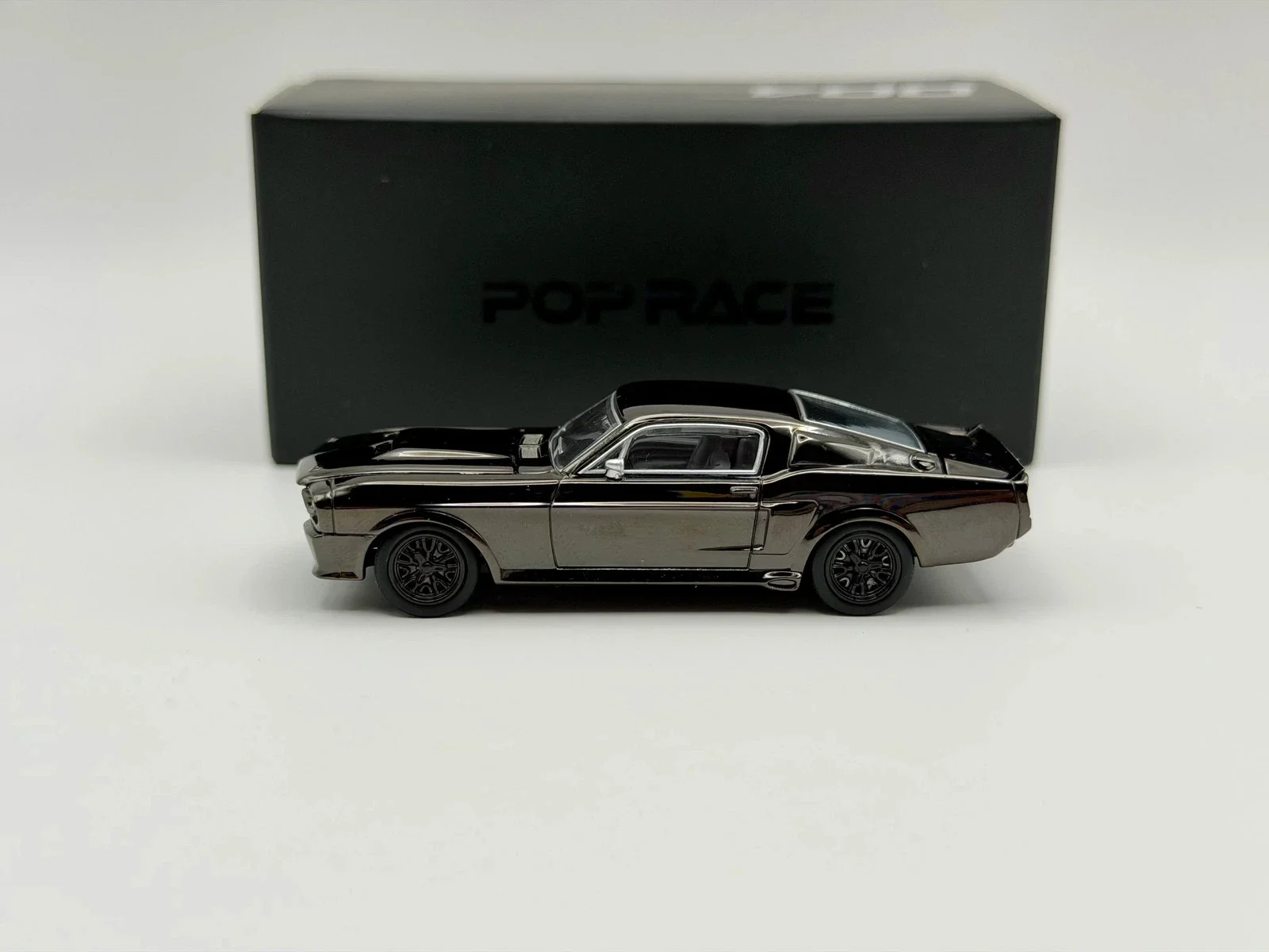 Pop Race 1:64 Mustang GT500 Dark Chrome - PRDC004 Diecast Model Car Collection Limited Edition Alloy