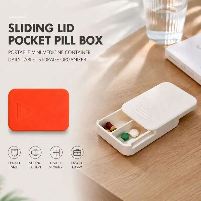 Portable Slide Cover Pill Case Pocket Mini Medicine Box Daily Tablet Storage Carry Container