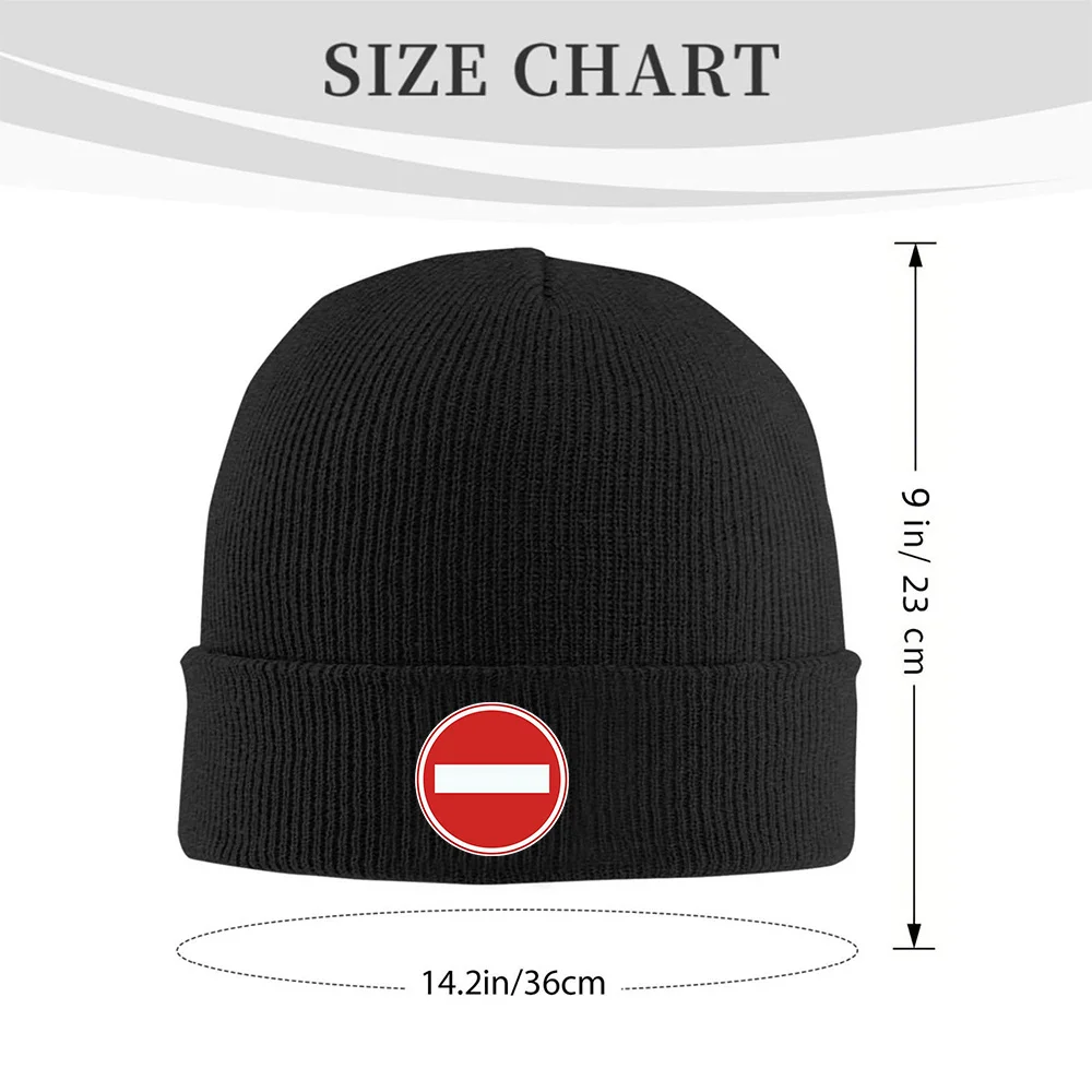 No Entry Traffic Sign Print Knitted Beanie Hat for Men Women, Soft Warm Acrylic Beanie for Everyday Outdoor Use
