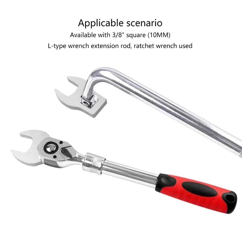 

3/8inch Crowfoot Wrench Set 10-19mm Adjustable Spanner Wrench Set for Mechanical Work Access Fasteners Accessories