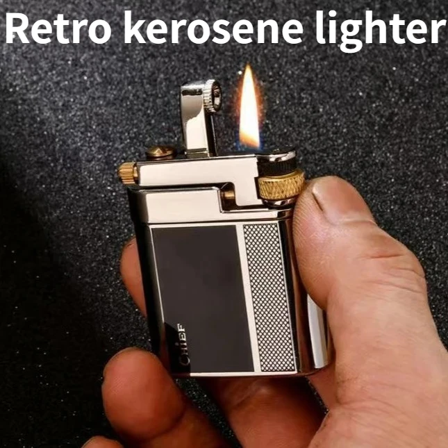 

NEW Retro Classic Pure Copper Lighter Outdoor Camping Hiking Survival Side Sliding Wheel Igniter Tangcao Metal Heater EDC Tool