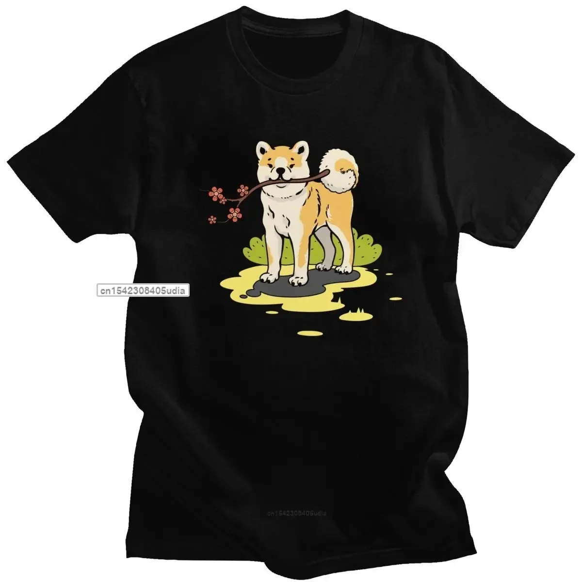 Unique Funny Akita Inu T Shirt Men Short Sleeve Japanese Doggie Tee Shirt O-Neck Pure Cotton Dog Lover Tshirts Merch Tshirt