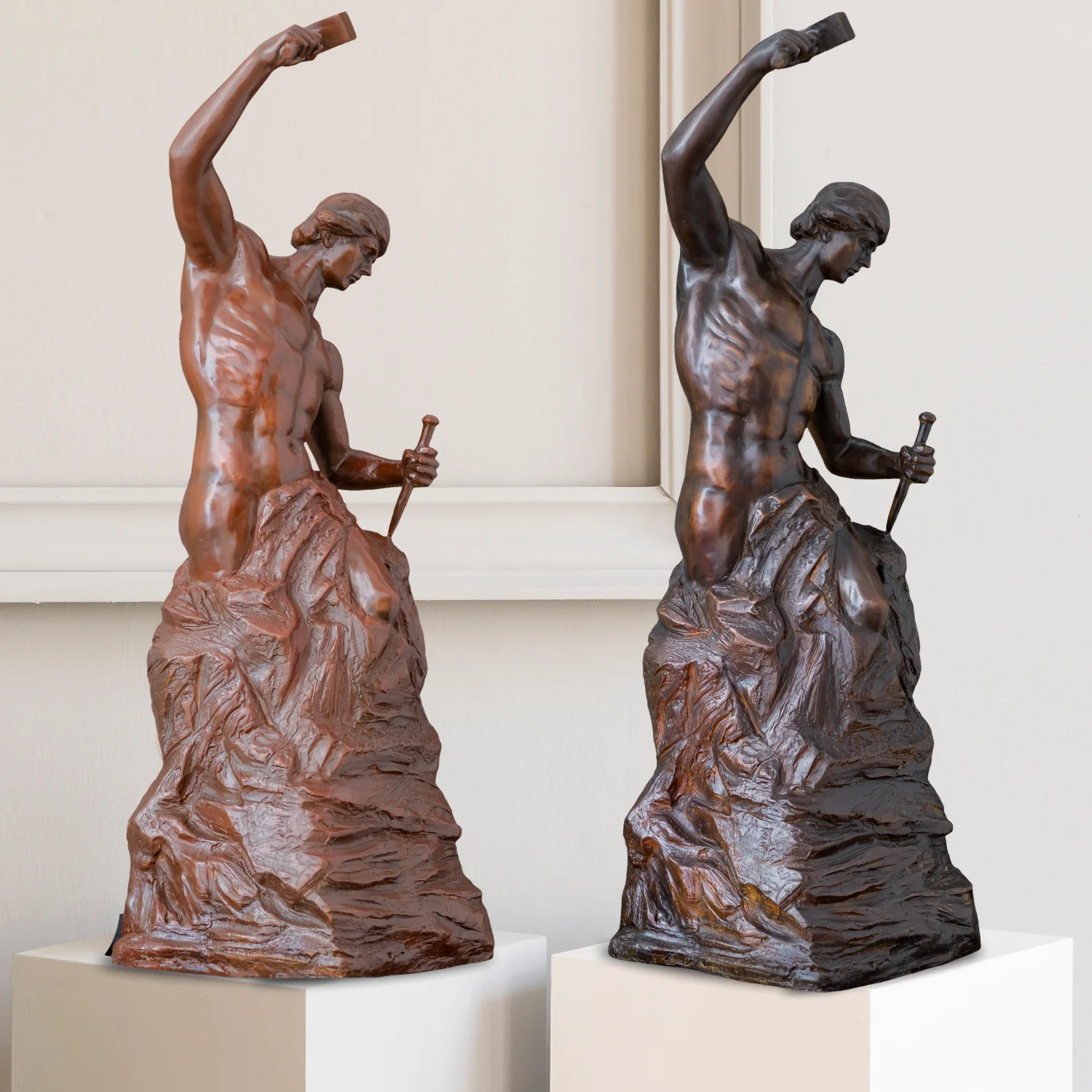 70 سنتيمتر البرونزية الذاتي رجل النحت الشهيرة الذاتي صنع رجل التماثيل صب الفن الحرف للمنزل حديقة ديكور حلية مجموعات #3