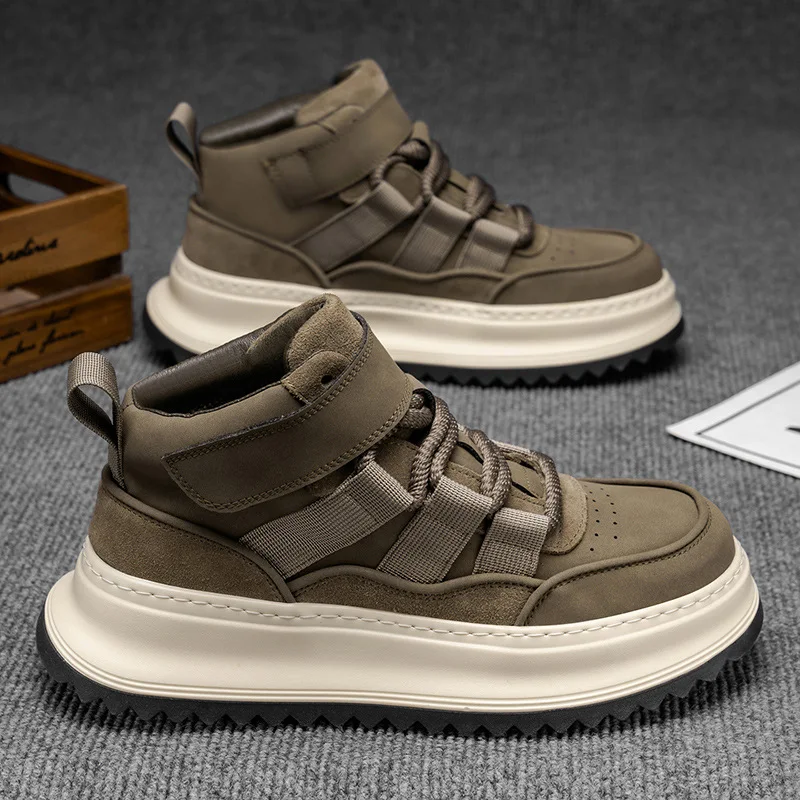 

Мужские осенне-зимние высокие повседневные спортивные кроссовки, модные студенческие стильные универсальные туфли для папы на толстой подошве, увеличивающие рост